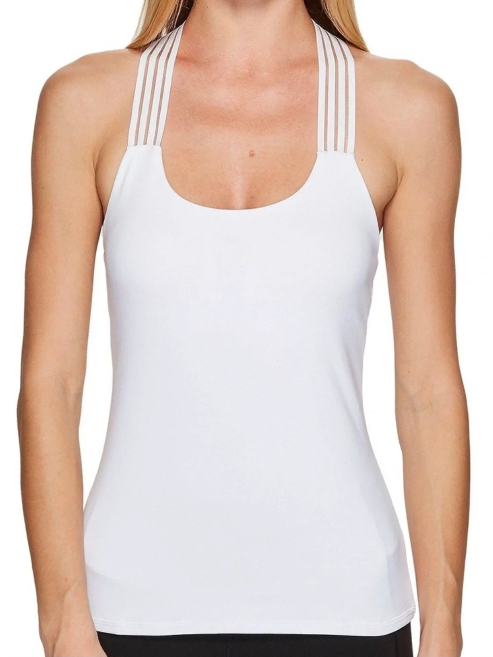 ALO Yoga White Strappy Y Back Tank Top